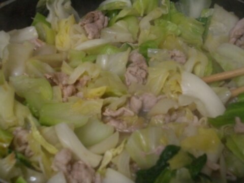 ：：白菜と豚肉の　中華炒め：：